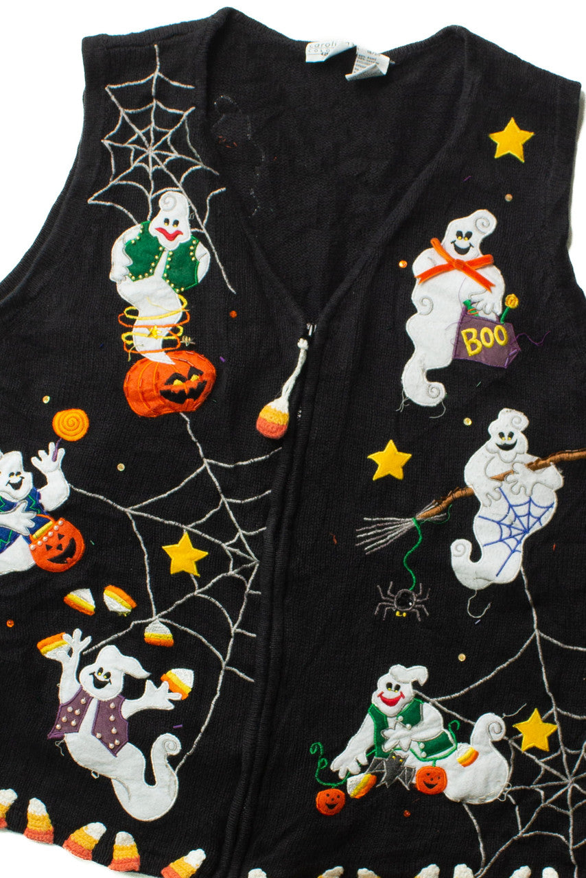 Vintage Ghosts & Candy Corn Halloween Vest (1990s)