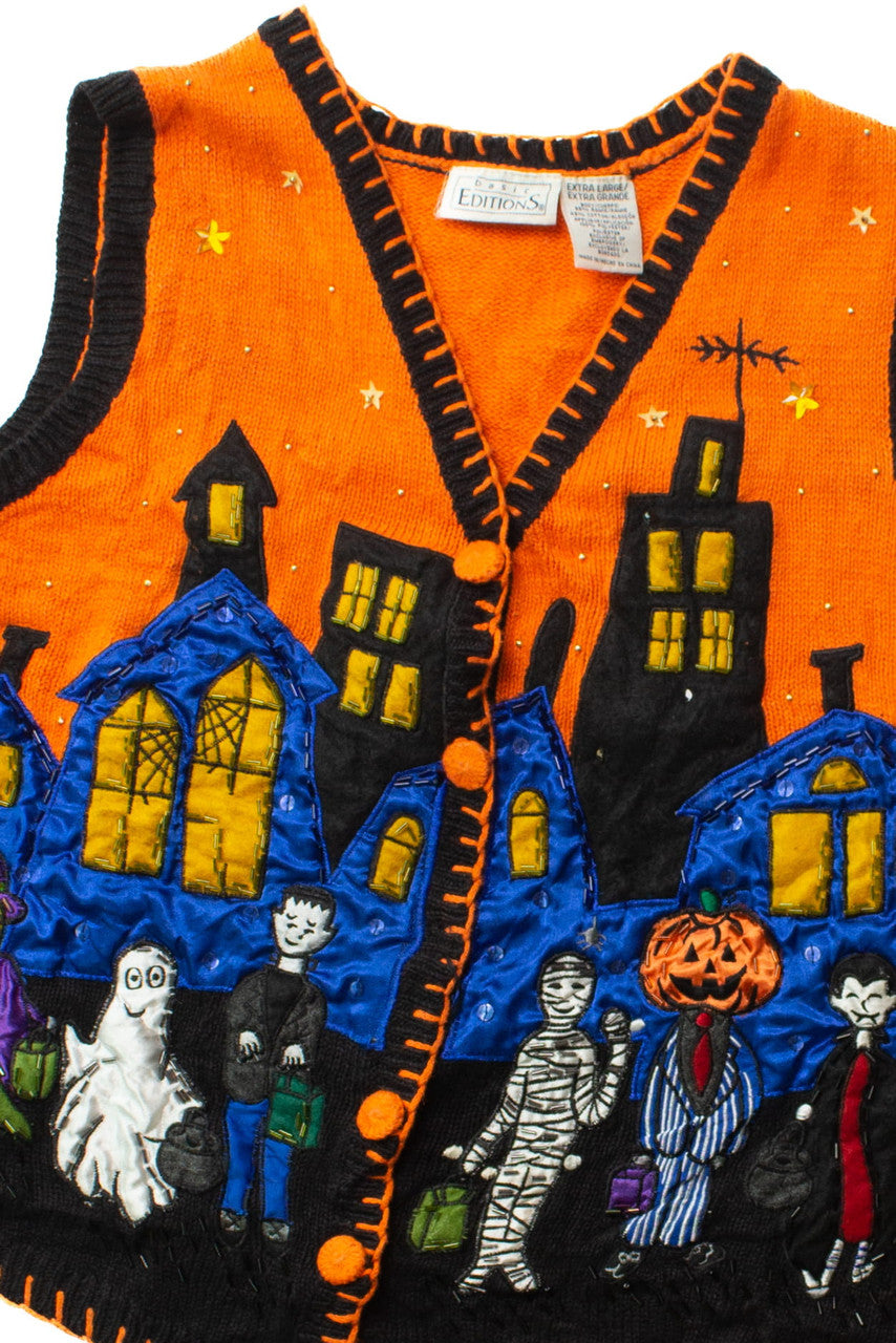 Vintage Orange Trick Or Treat City Halloween Vest (1990s)