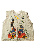 Vintage Beige Pumpkin Patch Halloween Vest (1990s)