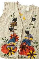 Vintage Beige Pumpkin Patch Halloween Vest (1990s)