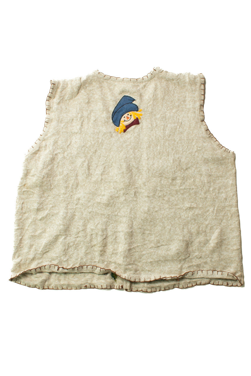 Vintage Beige Pumpkin Patch Halloween Vest (1990s)