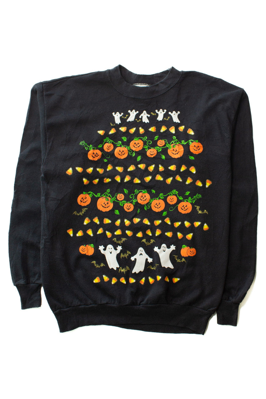 Vintage Candy Corn Ghosts Halloween Sweatshirt (1990s)