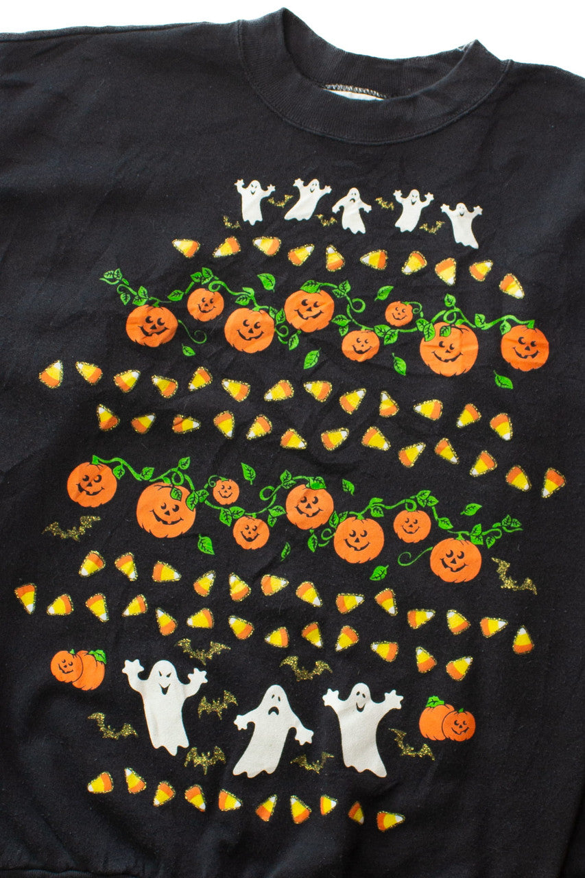 Vintage Candy Corn Ghosts Halloween Sweatshirt (1990s)