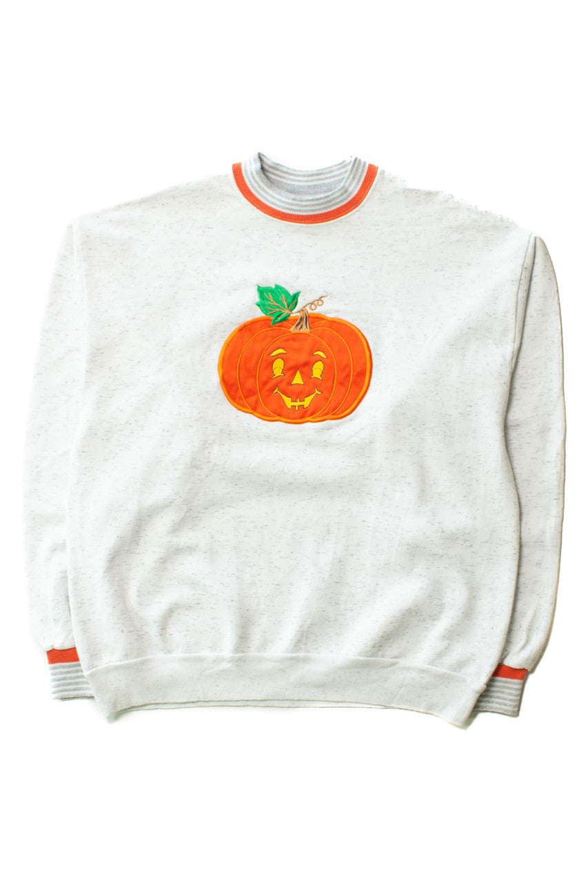 Vintage Embroidered Jack-o'-Lantern Halloween Sweatshirt (1990s)