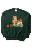 Vintage Embroidered Turkey Pumpkins Fall Sweatshirt (1990s)