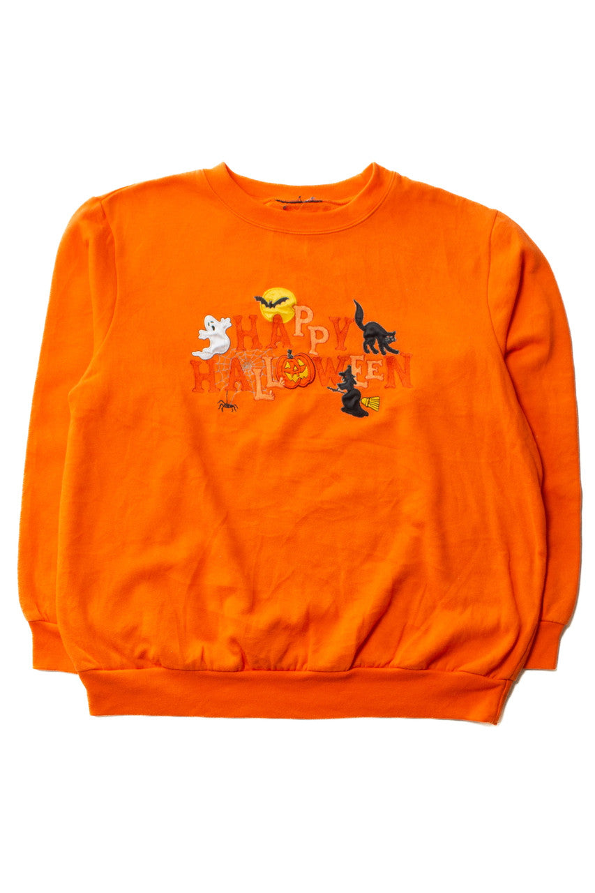 Vintage Orange Happy Halloween Sweatshirt (1990s)