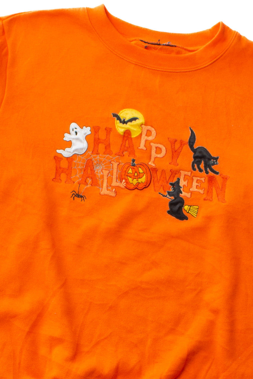 Vintage Orange Happy Halloween Sweatshirt (1990s)