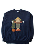 Vintage Embroidered Scarecrow Fall Sweatshirt (1990s) 576