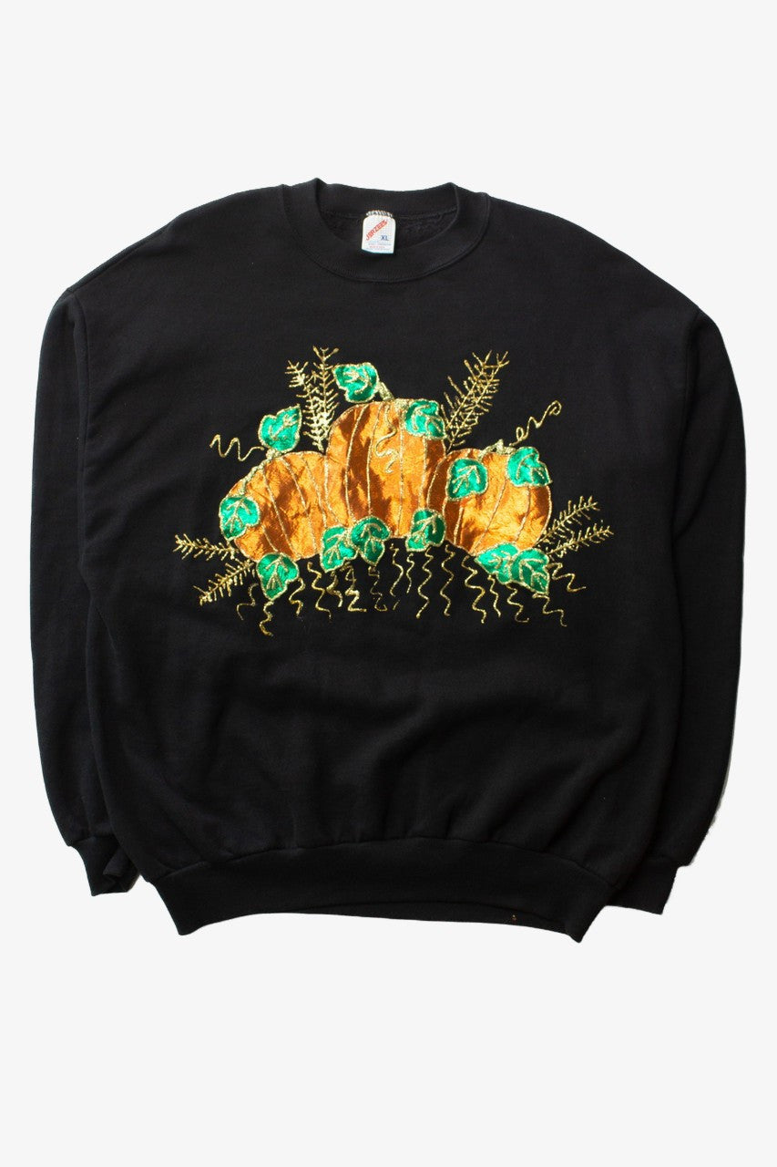 Vintage Foil Pumpkins Halloween Sweatshirt (1990s)