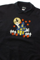 Vintage Collared Haunted House Halloween Sweatshirt (1990s)