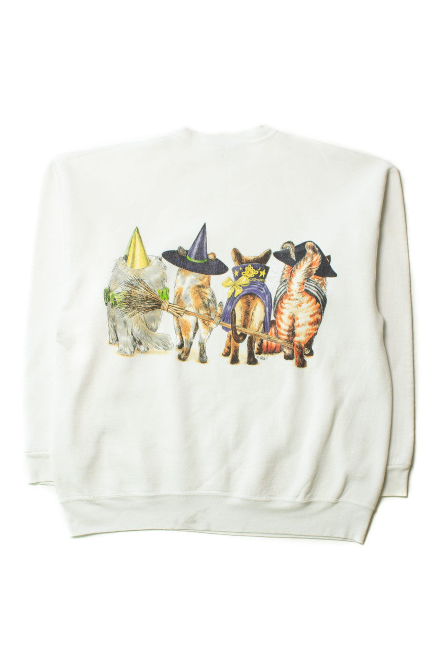 Vintage Costumed Cats Halloween Sweatshirt (1990s)