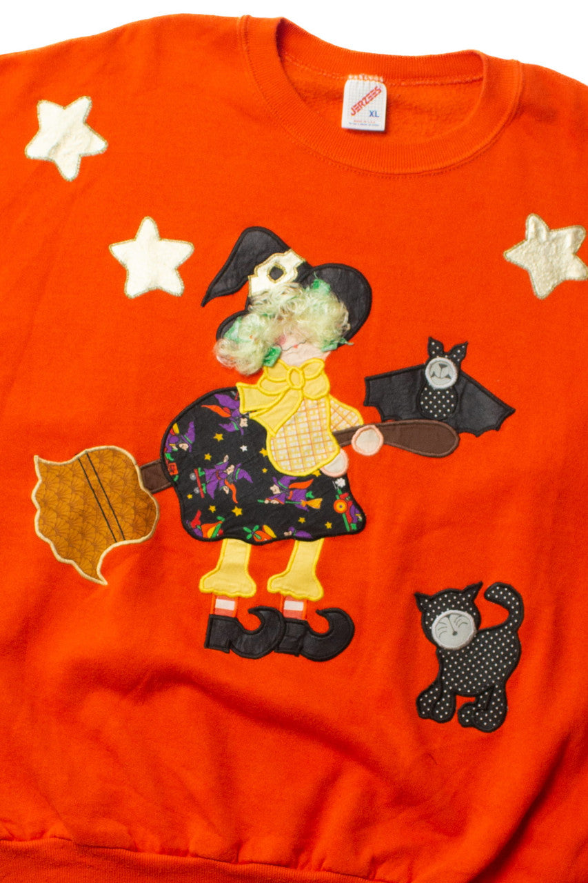 Vintage Patchwork Witch Halloween Sweatshirt (1990s)