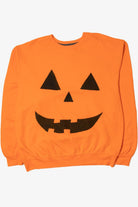 Recycled Hand Painted Jack-O-Lantern Smile Halloween Sweater