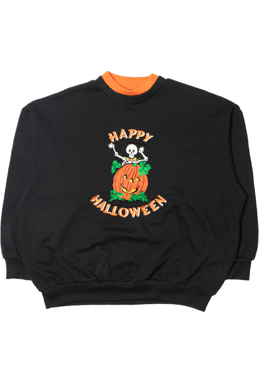 "Happy Halloween" Skeleton Jack-O'-Lantern Halloween Sweatshirt