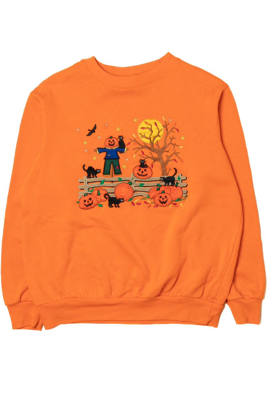 Vintage Scarecrow Scene Halloween Sweater