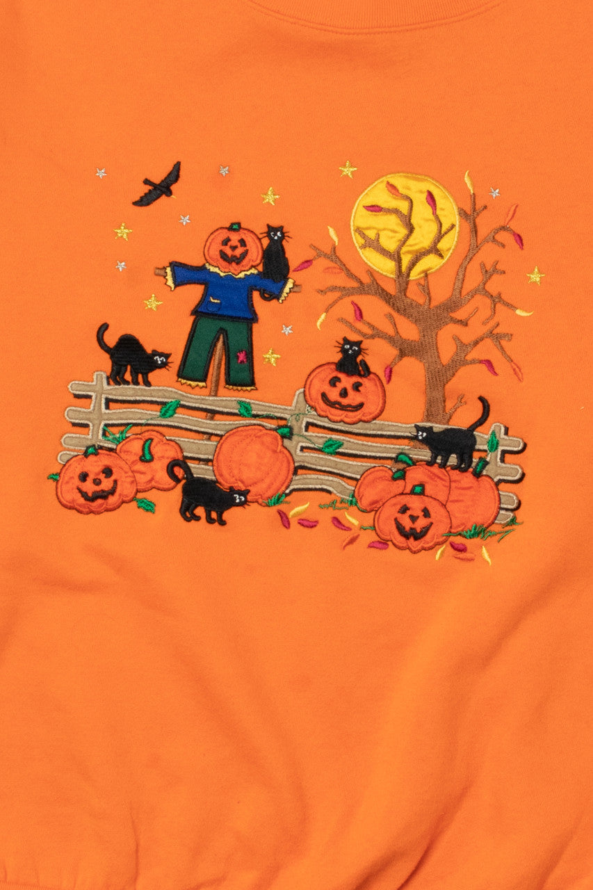 Vintage Scarecrow Scene Halloween Sweater