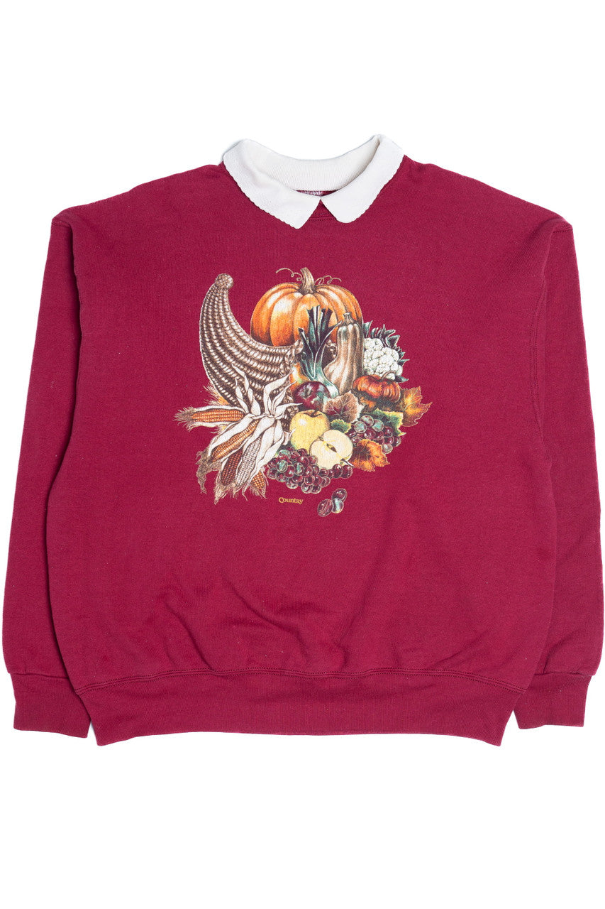 Vintage "Country" Cornucopia Fall Harvest Halloween Sweater