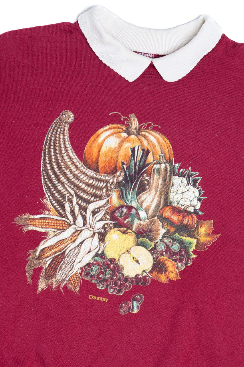 Vintage "Country" Cornucopia Fall Harvest Halloween Sweater