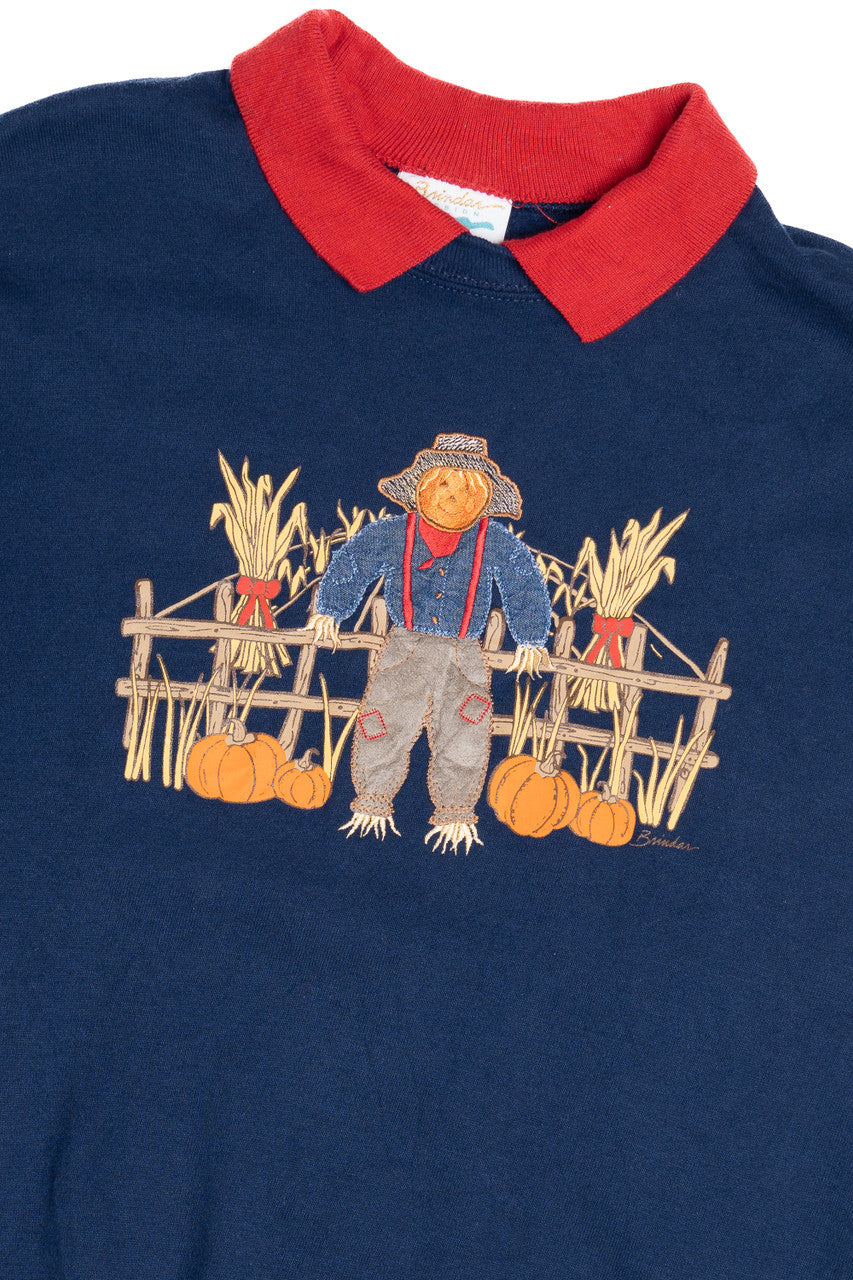 Vintage Scarecrow Brindar Design Halloween Sweater