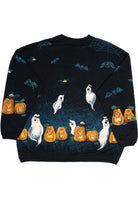 Vintage Ghosts Bats And Pumpkins All Over Print Halloween Sweater
