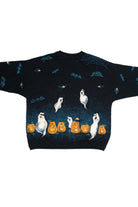 Vintage Ghosts Bats And Pumpkins All Over Print Halloween Sweater