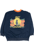 Vintage "Happy Halloween" Black Cat With Jack-O-'Lanterns Halloween Sweater