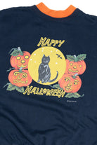 Vintage "Happy Halloween" Black Cat With Jack-O-'Lanterns Halloween Sweater