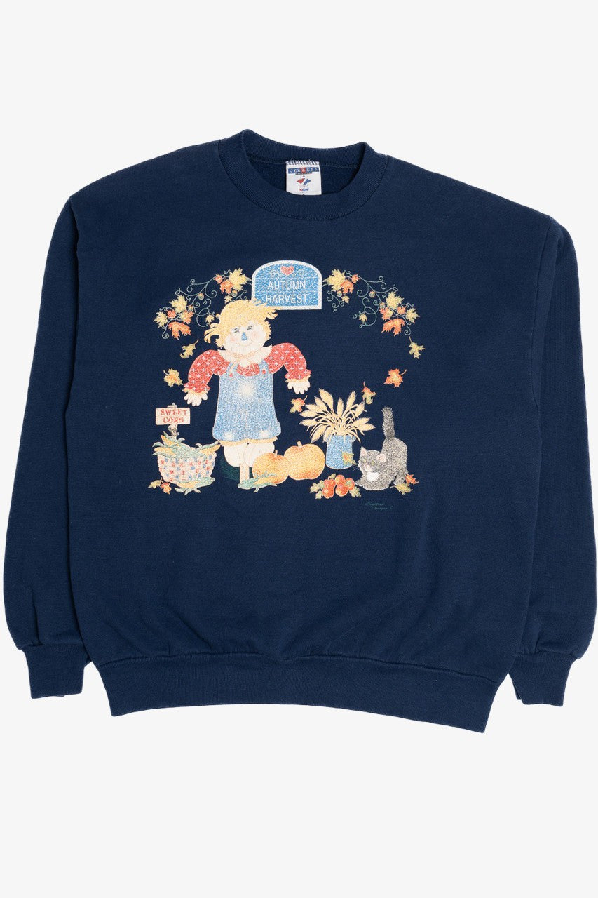 Vintage "Autumn Harvest" Scarecrow Halloween Sweater