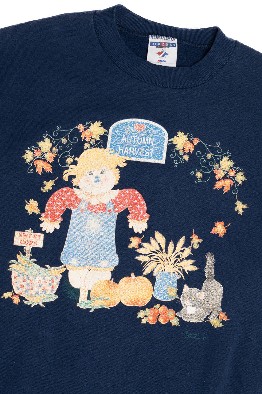 Vintage "Autumn Harvest" Scarecrow Halloween Sweater