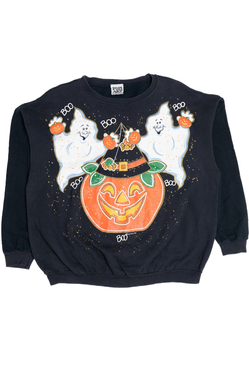 Vintage "Boo!" Ghosts and Jack-O'-Lantern Halloween Sweater