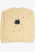 Vintage Embroidered Cat Halloween Sweater