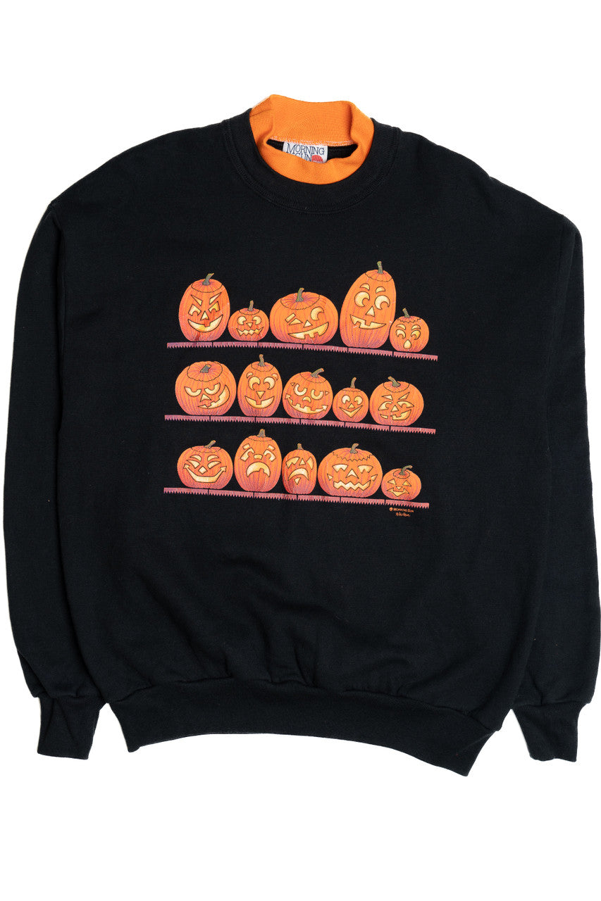 Vintage Jack-O-Lantern Carved Pumpkins Halloween Sweater