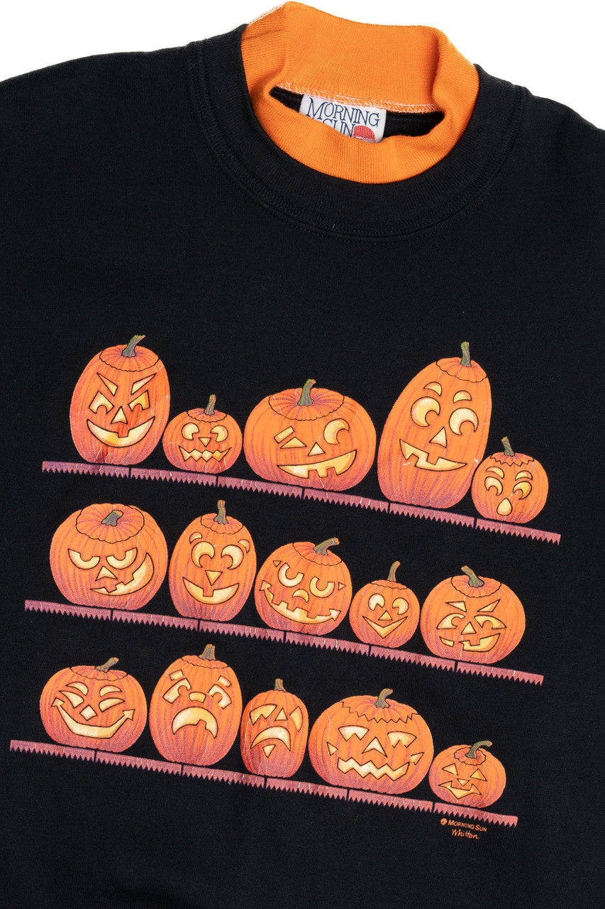 Vintage Jack-O-Lantern Carved Pumpkins Halloween Sweater