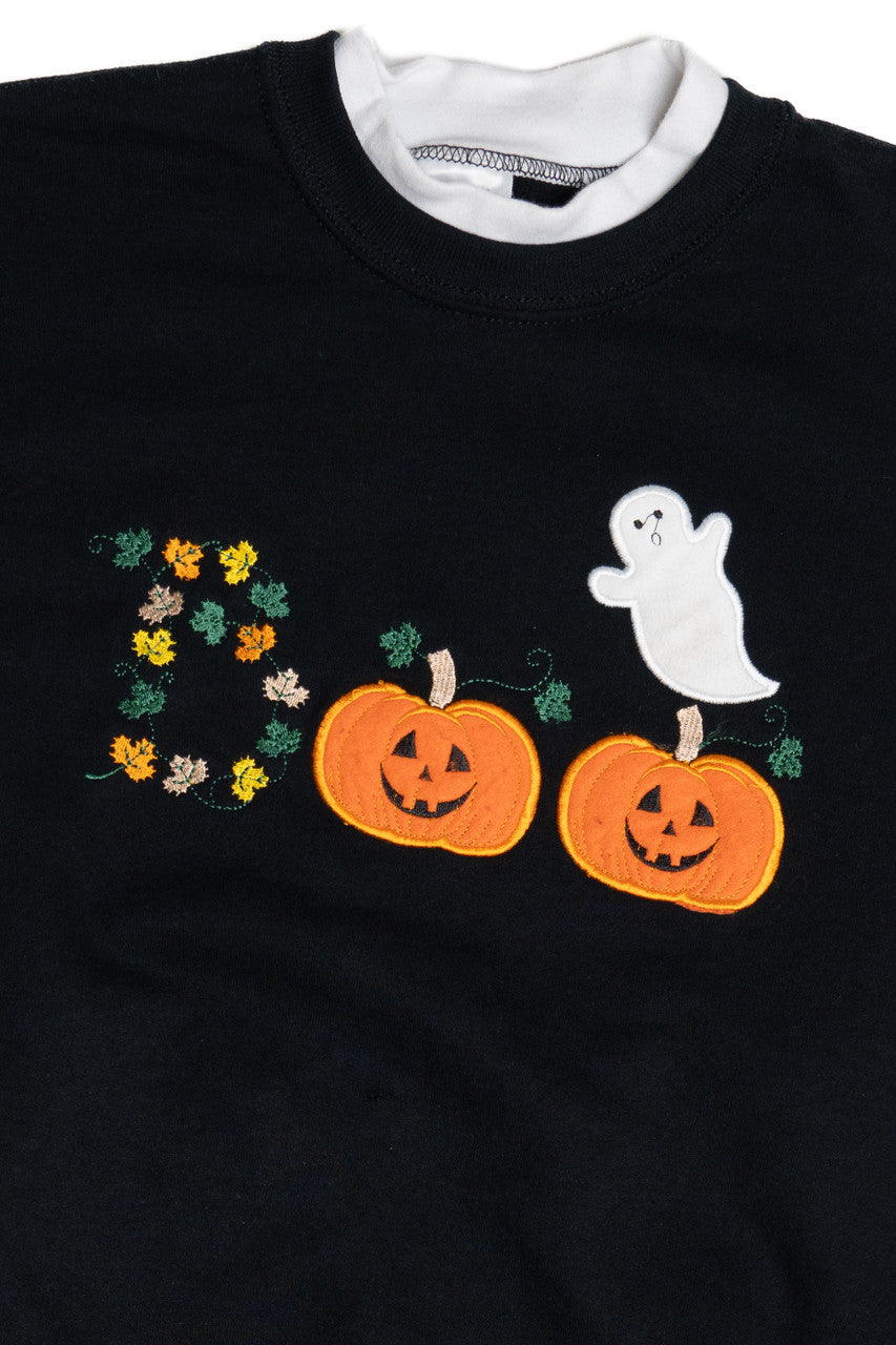 Vintage "Boo" Pumpkin & Ghost Applique Halloween Sweater