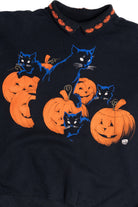 Vintage Black Cats & Jack-O-Lantern Carved Pumpkins Halloween Sweater
