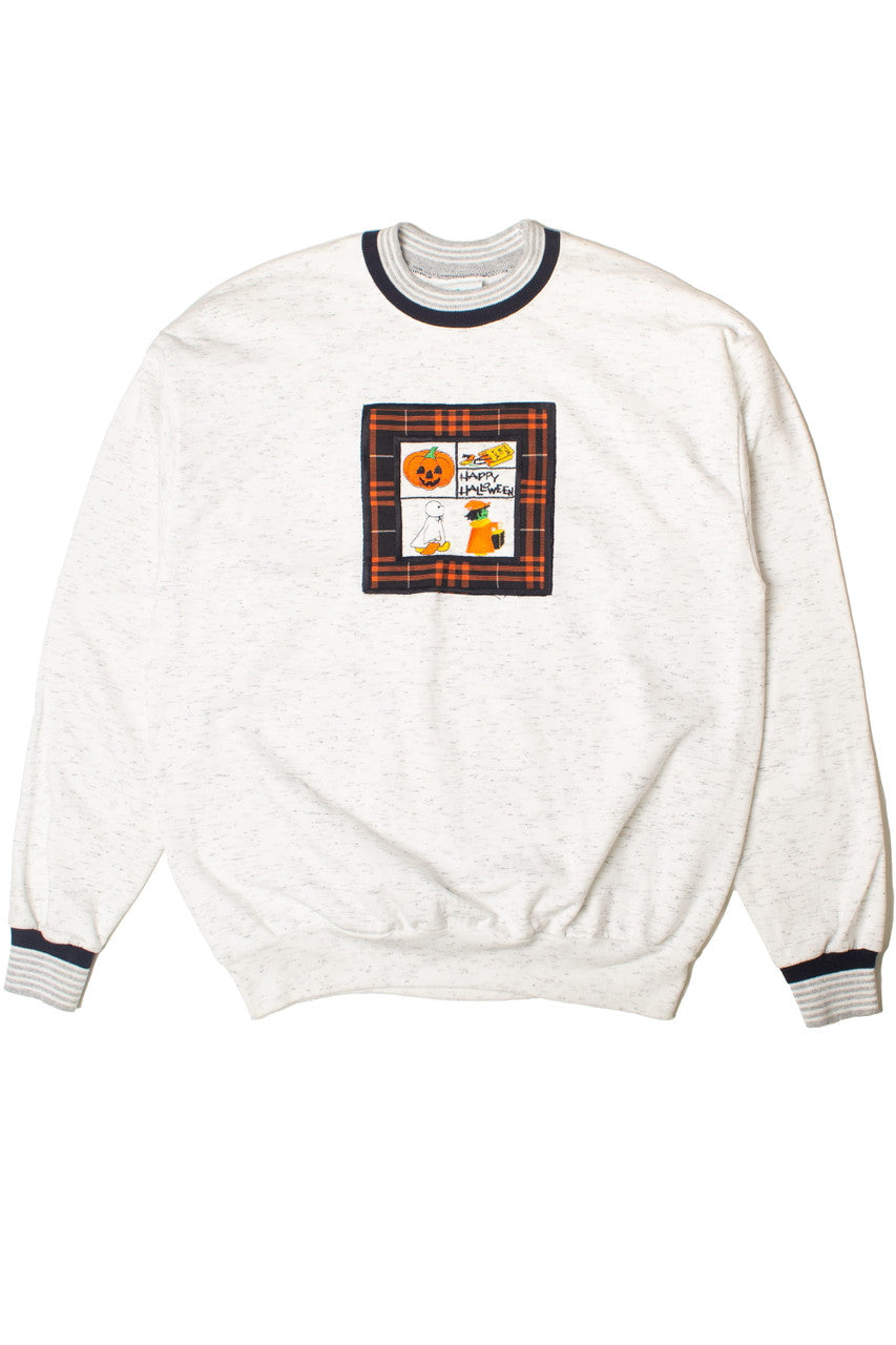 Vintage Embroidered Patch Trick or Treaters Halloween Sweatshirt 