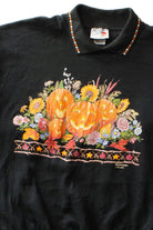 Vintage Floral Jack o'Lanterns Halloween Sweateshirt (1990s)