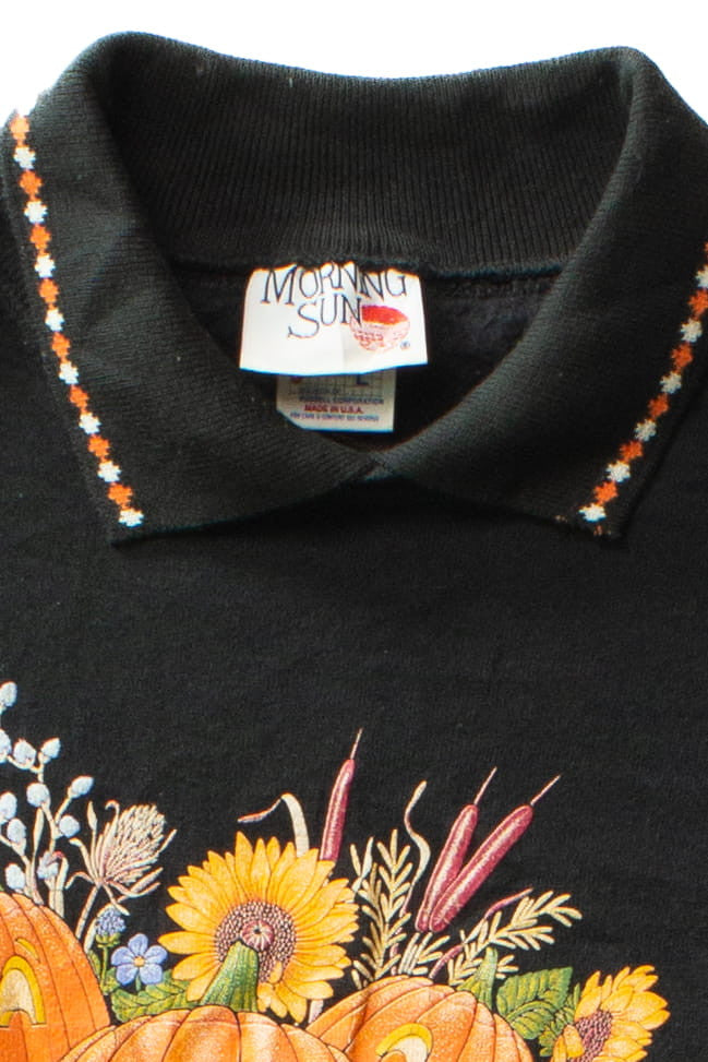 Vintage Floral Jack o'Lanterns Halloween Sweateshirt (1990s)