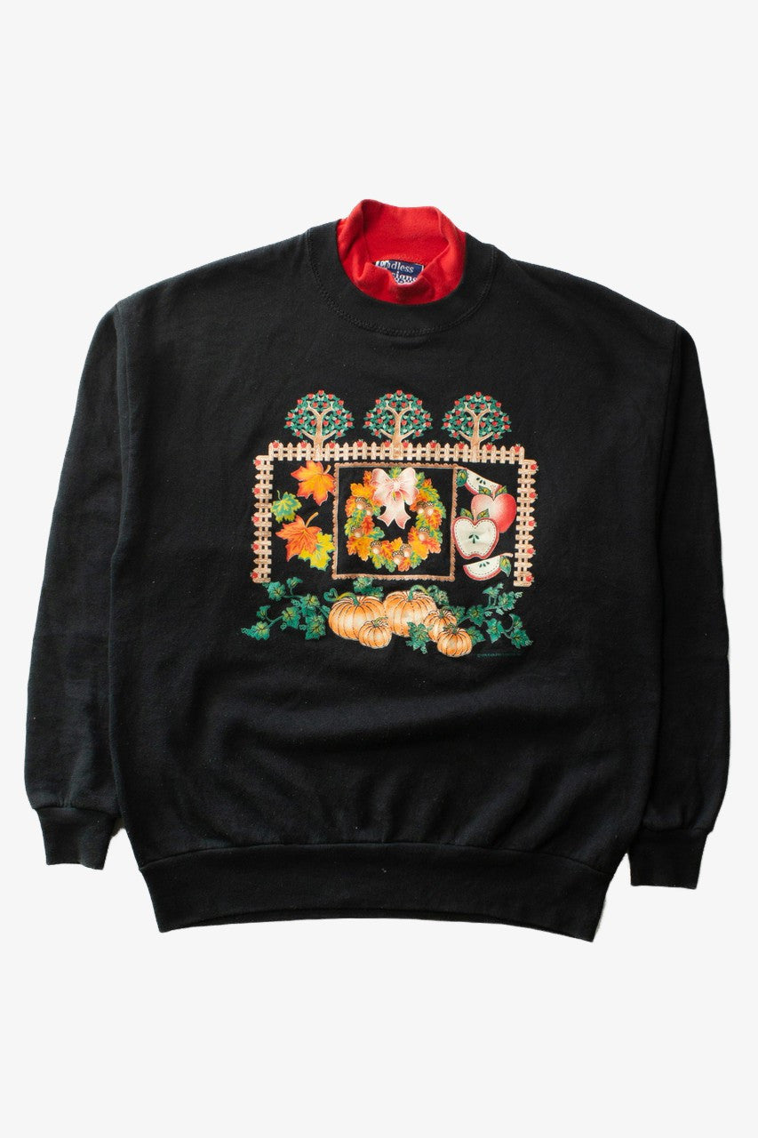 Vintage Apple Orchard Turtleneck Fall Sweatshirt (1990s)