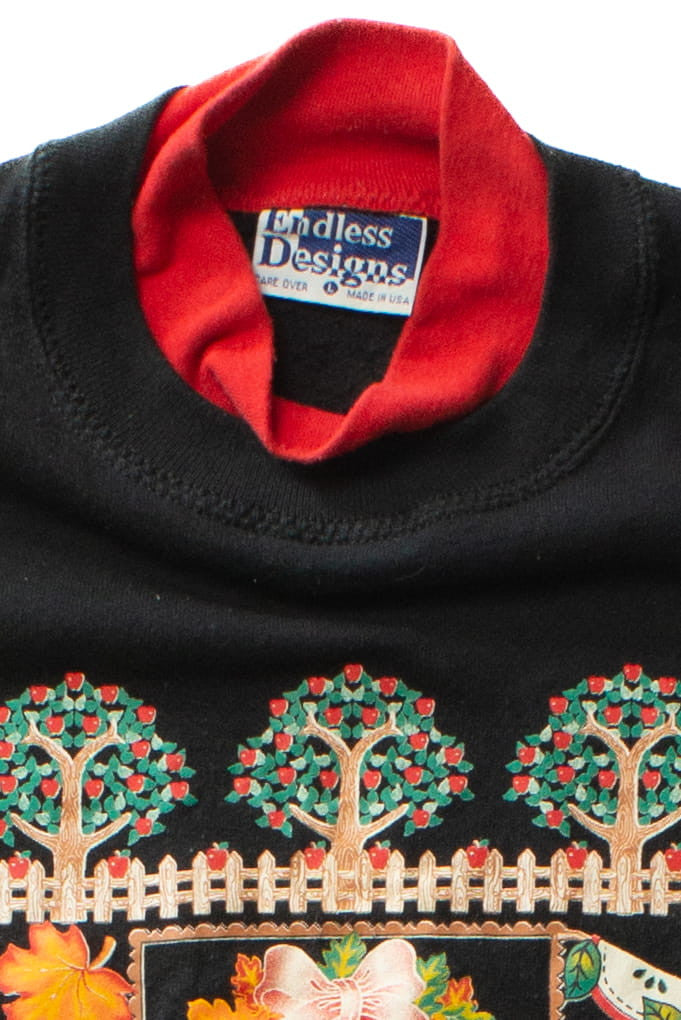 Vintage Apple Orchard Turtleneck Fall Sweatshirt (1990s)