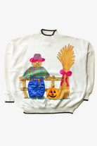 Vintage Scarecrow Satin Accent Halloween Sweatshirt (1990s)