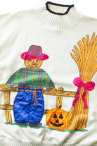 Vintage Scarecrow Satin Accent Halloween Sweatshirt (1990s)