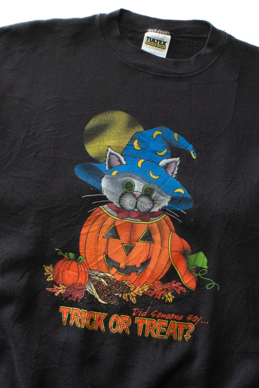 Vintage Did Someone Say Trick Or Treat? Halloween Sweatshirt (1990s)