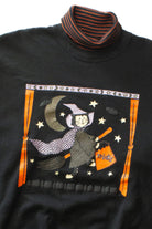 Vintage Cat Witch Turtleneck Halloween Sweatshirt (1990s)