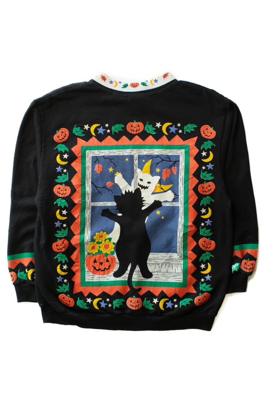 Vintage Cat Ghost Halloween Sweatshirt (1990s)