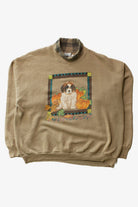 Vintage Dog & Pumpkins Turtleneck Fall Sweatshirt (1990s)