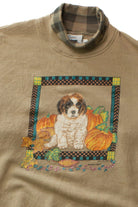 Vintage Dog & Pumpkins Turtleneck Fall Sweatshirt (1990s)