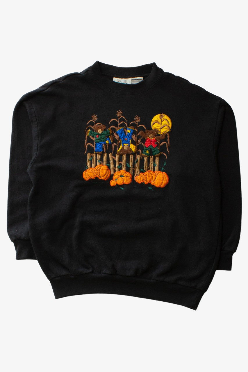 Vintage Embroidered Bearcrows Halloween Sweatshirt (1990s)