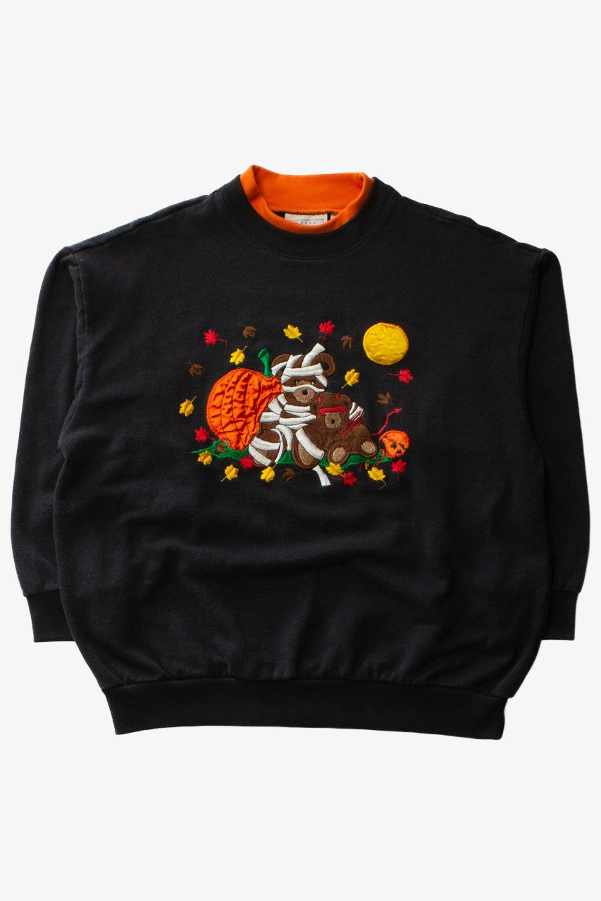 Vintage Embroidered Costumed Bears Halloween Sweatshirt (1990s)