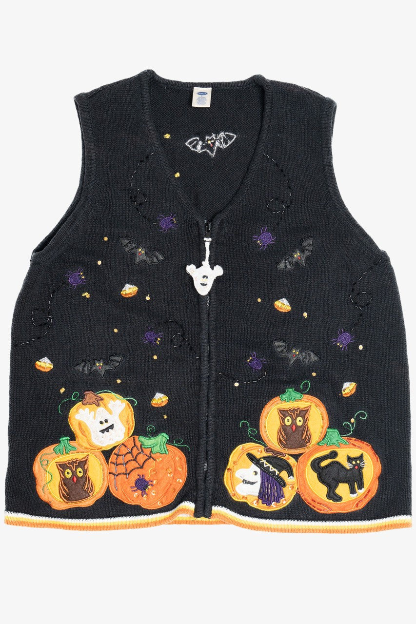 Vintage Bats & Jack-O-Lanterns Halloween Vest